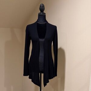 Chris & Carol Black Open-Front Lightweight Cardigan